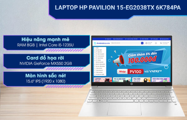 LAPTOP HP PAVILION 15-EG2038TX (6K784PA)